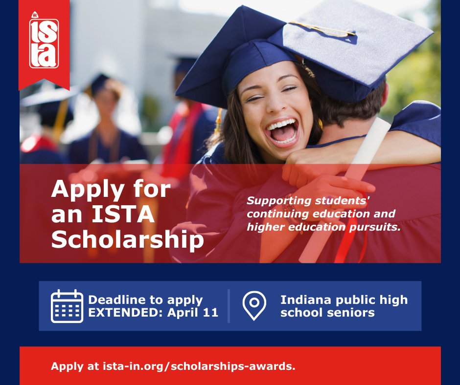 ISTAmembers's tweet photo. There is still time to apply for scholarships and/or nominate an exceptional educator or community member for an ISTA scholarship or award. Members now have until April 11 to apply. 
https://t.co/KEQtS5gmzl https://t.co/4MSTxLcUFR