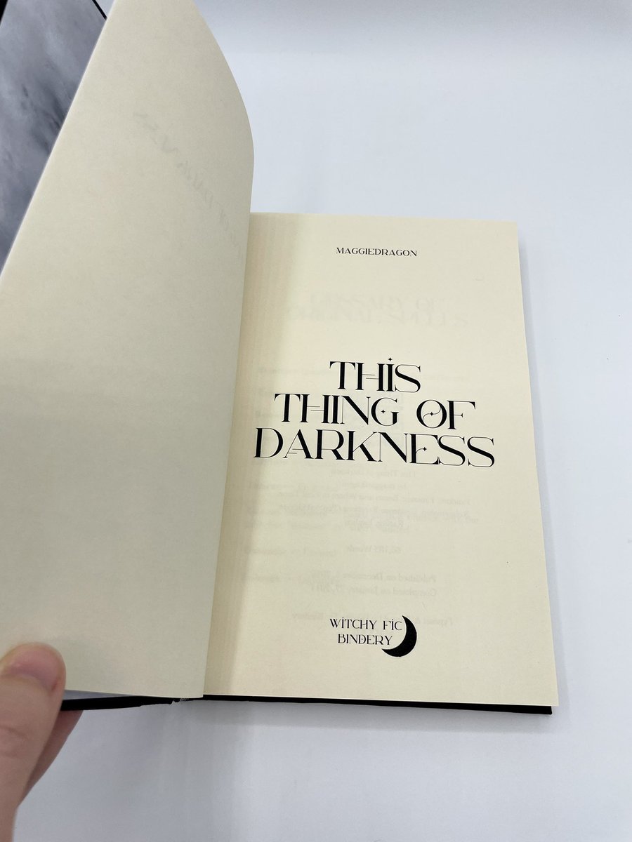 witchybindery's tweet photo. Another bind complete! Dust jacket is in the works but I love how this came out! Fic is This Thing of Darkness by maggiedragon on AO3! #fanficbinding #fanbinding #gradence https://t.co/COxW4pCxCr