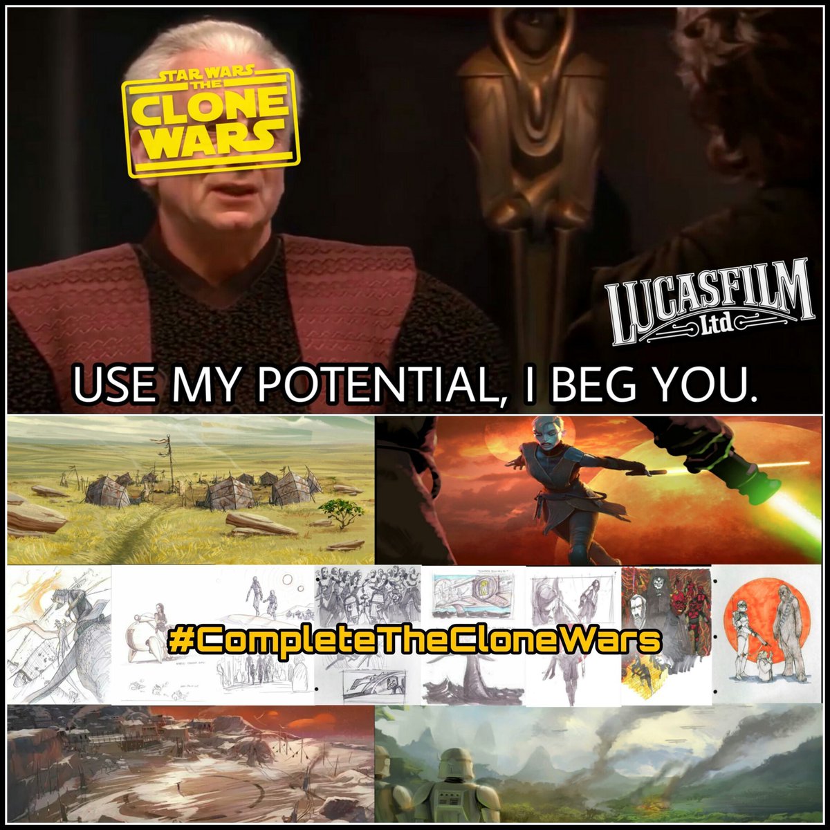 Vandicoup's tweet photo. Let's do this Sam. Let's hear more of your gorgeous, gravelly and chilling voice. There's so much left to explore and excite. 50 more episodes left to go. DEWIT!!

Please, @dave_filoni! #CompleteTheCloneWars!! 

#MoreAnimatedStarWars #AnimateSonofDathomir
#StarWars: #TheCloneWars https://t.co/LMpTVZf2yj