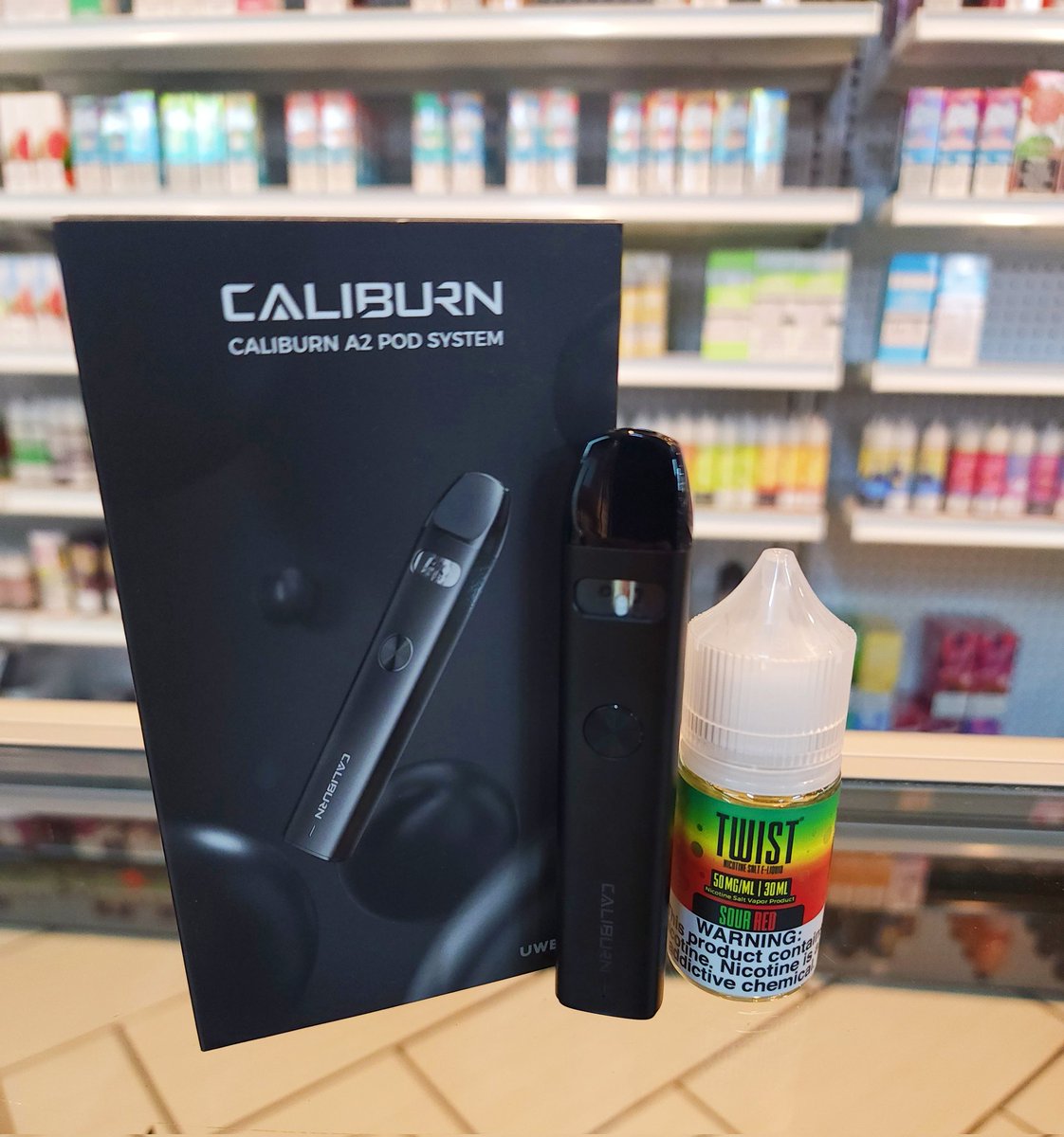 VapeNSmoke's tweet photo. The Caliburn A2 pairs well with salt nicotine, always. Check out your local Vape &amp; Smoke and ask about our A2 sale! https://t.co/v60SzTm3tv