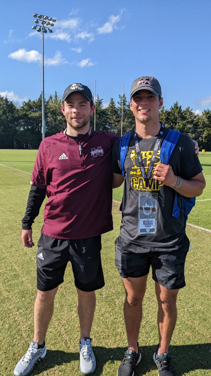 NickolasTroemel's tweet photo. Thank you so much to @HailStateFB for the amazing visit today! Had a great time checking out campus, facilities, and practice and meeting a fantastic coaching staff! @AndreaKHollis @CoachMeleMSU @CaedonMalone @CoachGallantMSU @HailStateCamps @NGVikingsFB @Northgate_High https://t.co/bwu8QxV6LO