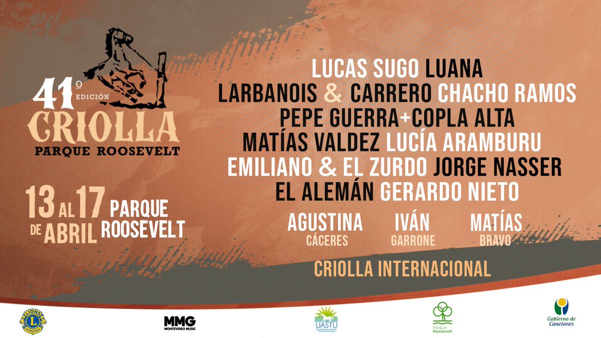 Se acerca una nueva edición de las criollas del Parque Roosevelt!! 
<a href="/MMGDIEGOM/">Diego Martínez</a> <a href="/LyC_PROD/">Larbanois & Carrero (oficial)</a>