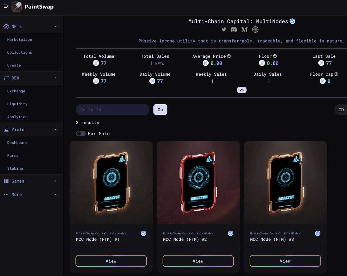 MulChainCapital's tweet photo. Multi-Chain Capital - #MultiNodes Update⚡️:
* The First Tri-Chain NFT-based Node Project.
* 5,685 $MCC MultiNodes Across Ethereum, Binance Smart Chain and Fantom.
* Secondary Market for Fantom Opened on @Paint_swap 
https://t.co/MKywkO2lgQ https://t.co/ImJSXJOFGt