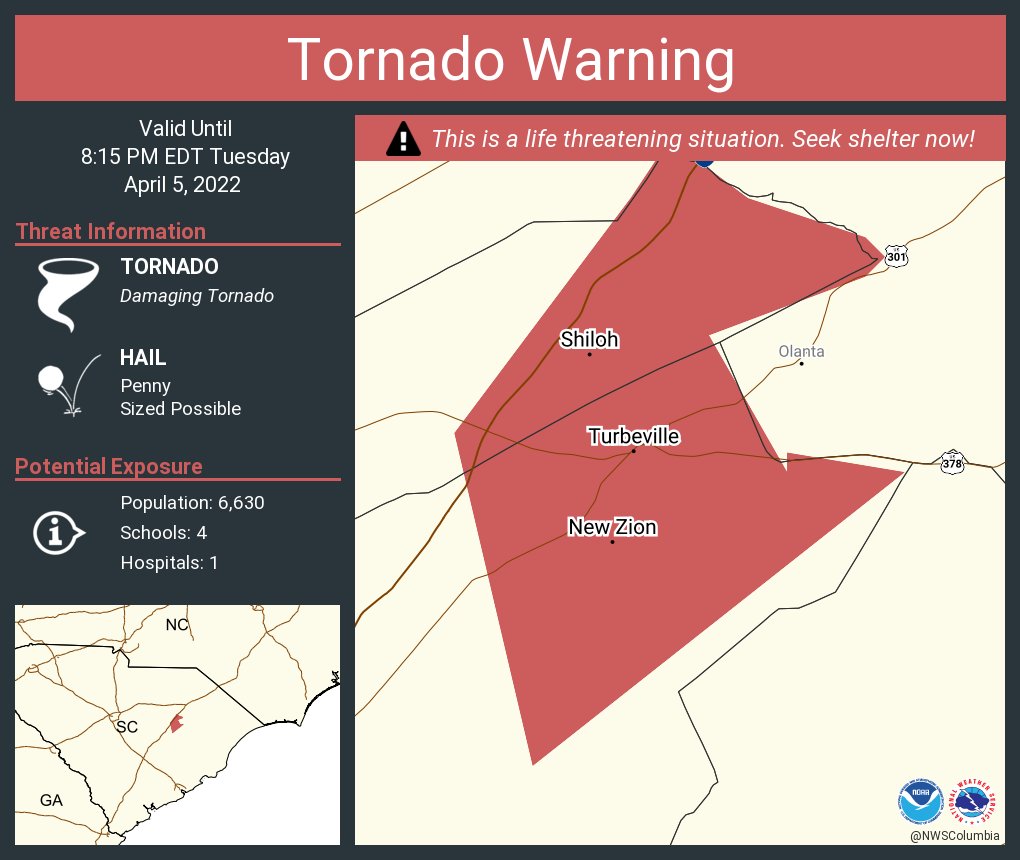 NWS Tornado on Twitter "Tornado Warning continues for Turbeville SC