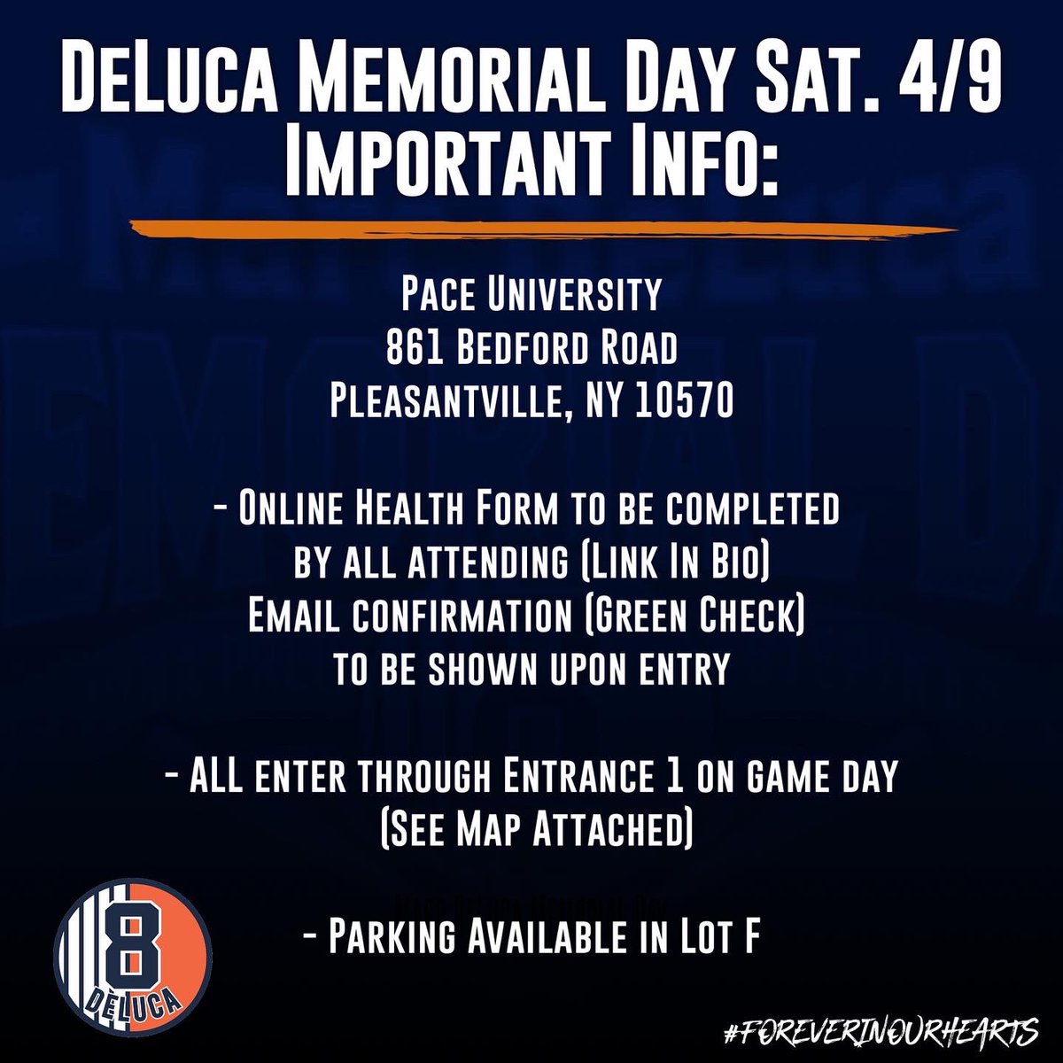 Step_Baseball's tweet photo. Hoping to see a big turnout to honor Coach Marc DeLuca Saturday! For all those that will attend please note some important entry info! #foreverinourhearts #8
@Regisbaseballny @GaelsBaseball @RavensBaseball8 @StRaysAthletics @chsaabaseball https://t.co/dX4EMnlpgx