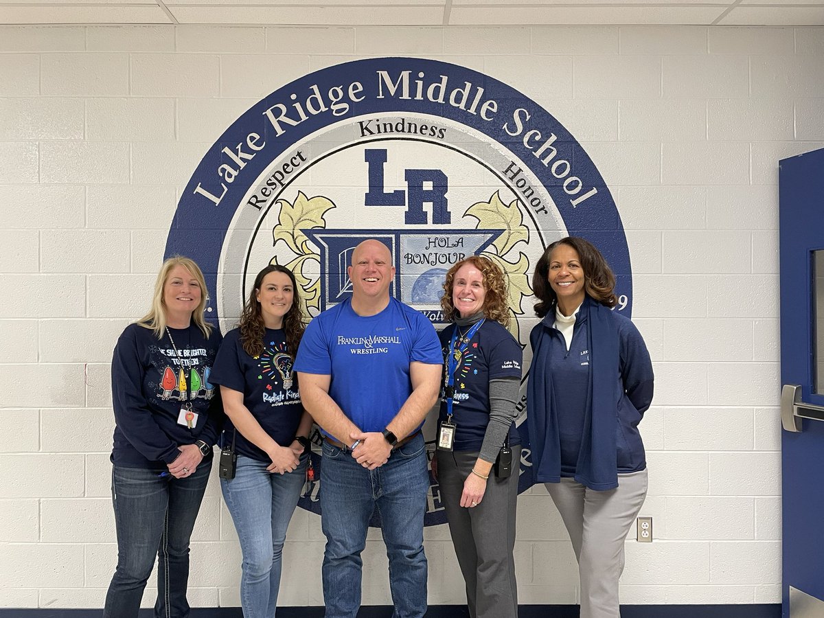Celebrating Autism Awareness Week by wearing blue with our Administrative Team. #PackMentality <a href="/LrmsWolves/">LRMSWolves</a>