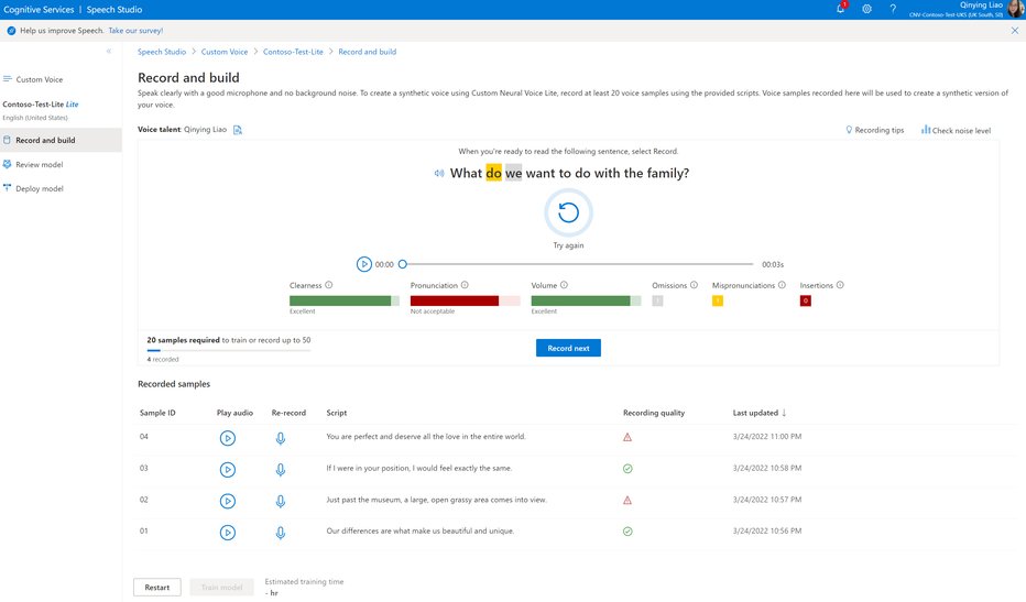 Azure's tweet photo. Custom Neural Voice Lite, a new feature that enables users to clone their voice by recording just five minutes of speech data, is now in public preview. Get the details: https://t.co/L2we55Iei4 #AzureCognitiveServices https://t.co/A23tIbsQaw