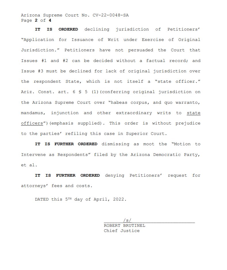 GovernorHobbs's tweet photo. Today, the  Arizona Supreme Court dismissed a dangerous lawsuit that threatened early voting in the state and challenged provisions of the Elections Procedures Manual. Arizona voters will still be able to vote early, access drop boxes, and make their voices heard. https://t.co/awWo5A6PF3