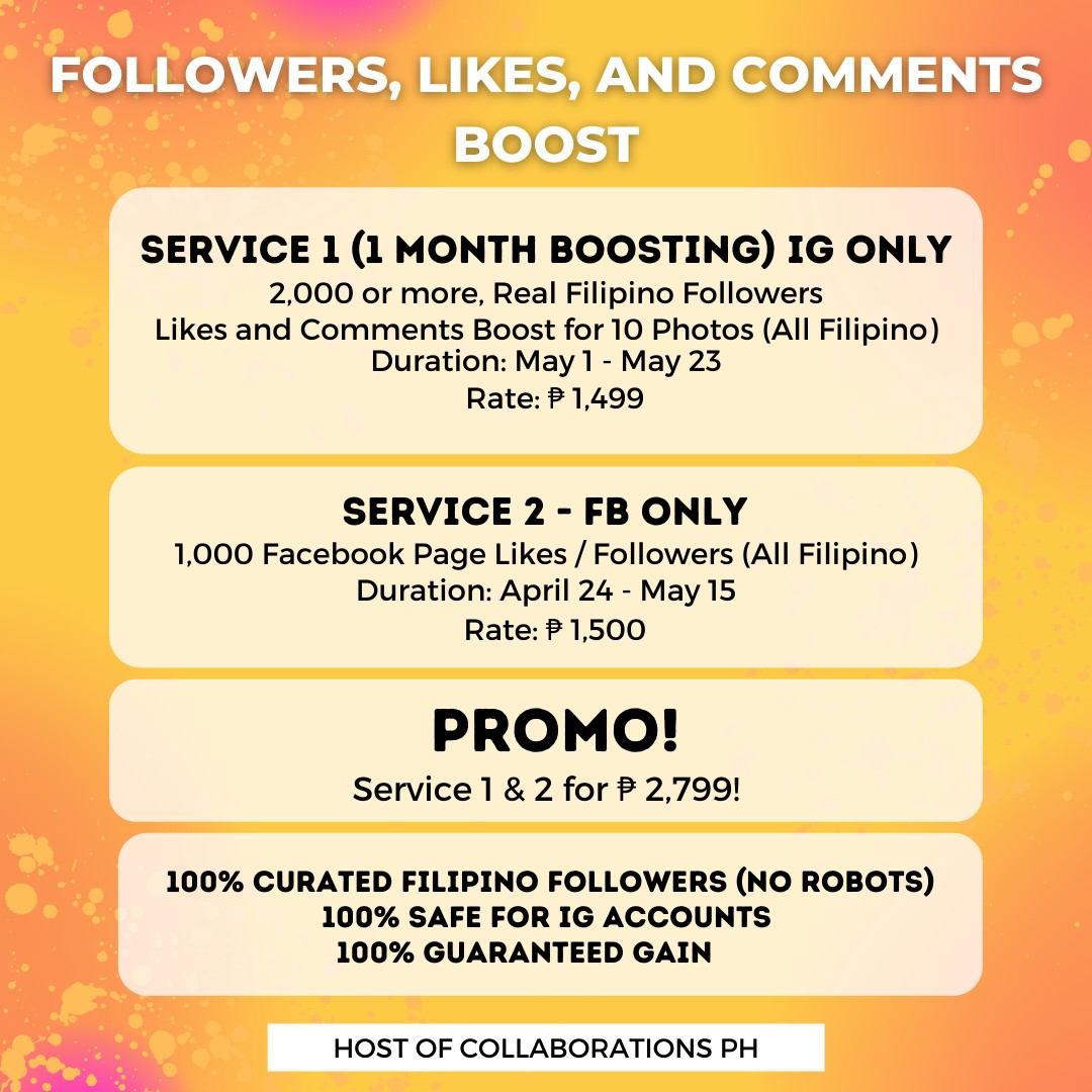 _yrxsh's tweet photo. Hi! Want to avail our Instagram and facebook boosting? 𝗗𝗢𝗡’𝗧 𝗷𝘂𝘀𝘁 “𝗚𝗮𝗶𝗻 𝗙𝗼𝗹𝗹𝗼𝘄𝗲𝗿𝘀“ 𝗯𝘂𝘁 “𝗚𝗮𝗶𝗻 𝗘𝗻𝗴𝗮𝗴𝗲𝗺𝗲𝗻𝘁𝘀“ 𝘄𝗶𝘁𝗵 𝗛𝗚 𝗧𝗲𝗮𝗺. 𝗪𝗲 𝗵𝗲𝗹𝗽 𝗖𝗹𝗶𝗲𝗻𝘁𝘀 𝘁𝗼 𝗯𝗲𝗰𝗼𝗺𝗲 𝗠𝗼𝗿𝗲 𝗩𝗶𝘀𝗶𝗯𝗹𝗲 𝗶𝗻 𝗢𝗻𝗹𝗶𝗻𝗲 𝗖𝗼𝗺𝗺𝘂𝗻𝗶𝘁𝘆. https://t.co/h7mEoPyHdD
