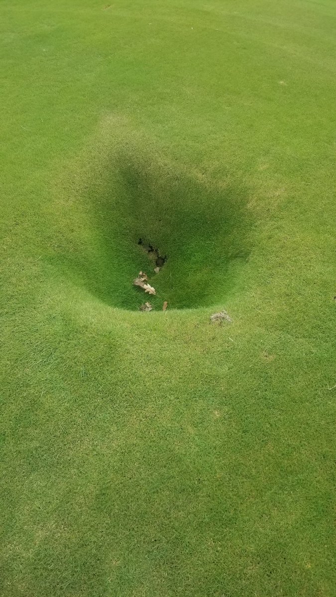 Sinkhole on newly renovated 17. Do not use a wedge on this hole if you value your life.