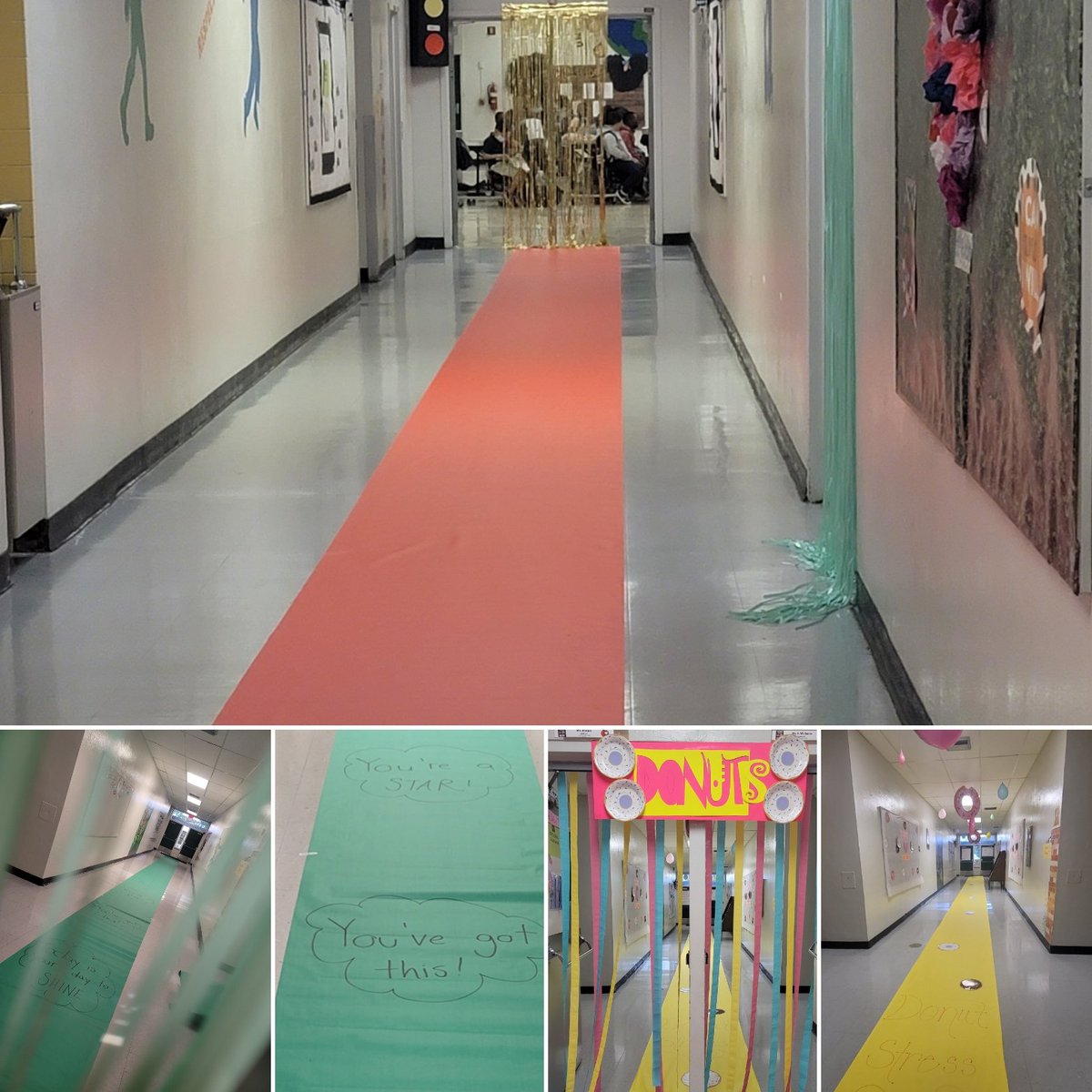 DrLeydig's tweet photo. Donut Stress! We rolled out the red carpet for our AMAZING Lions! Day one of testing was a success. On our way to "B" a better school! @NLPreK8 https://t.co/jXEJXitMM1