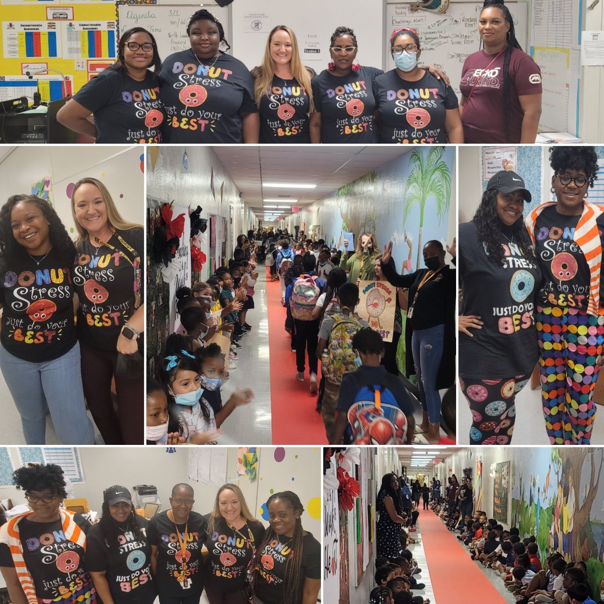 DrLeydig's tweet photo. Donut Stress! We rolled out the red carpet for our AMAZING Lions! Day one of testing was a success. On our way to "B" a better school! @NLPreK8 https://t.co/jXEJXitMM1
