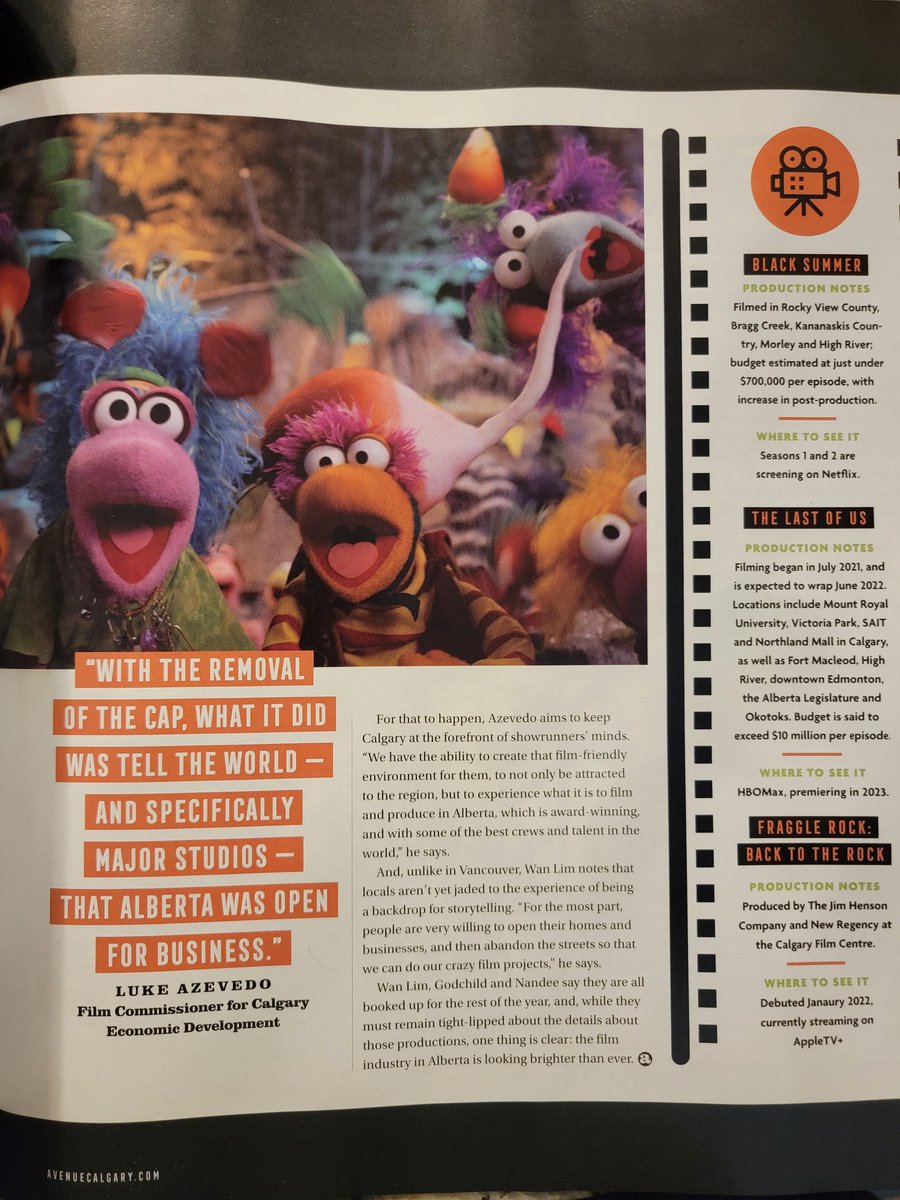 Look! 👀 #FraggleRockBacktotheRock is featured in this month's @AvenueMagazine in an article all about Alberta's booming film industry! You can watch the first season now on @AppleTVPlus!

#KeepAlbertaRolling #YYCFilm @FraggleRock @hensoncompany