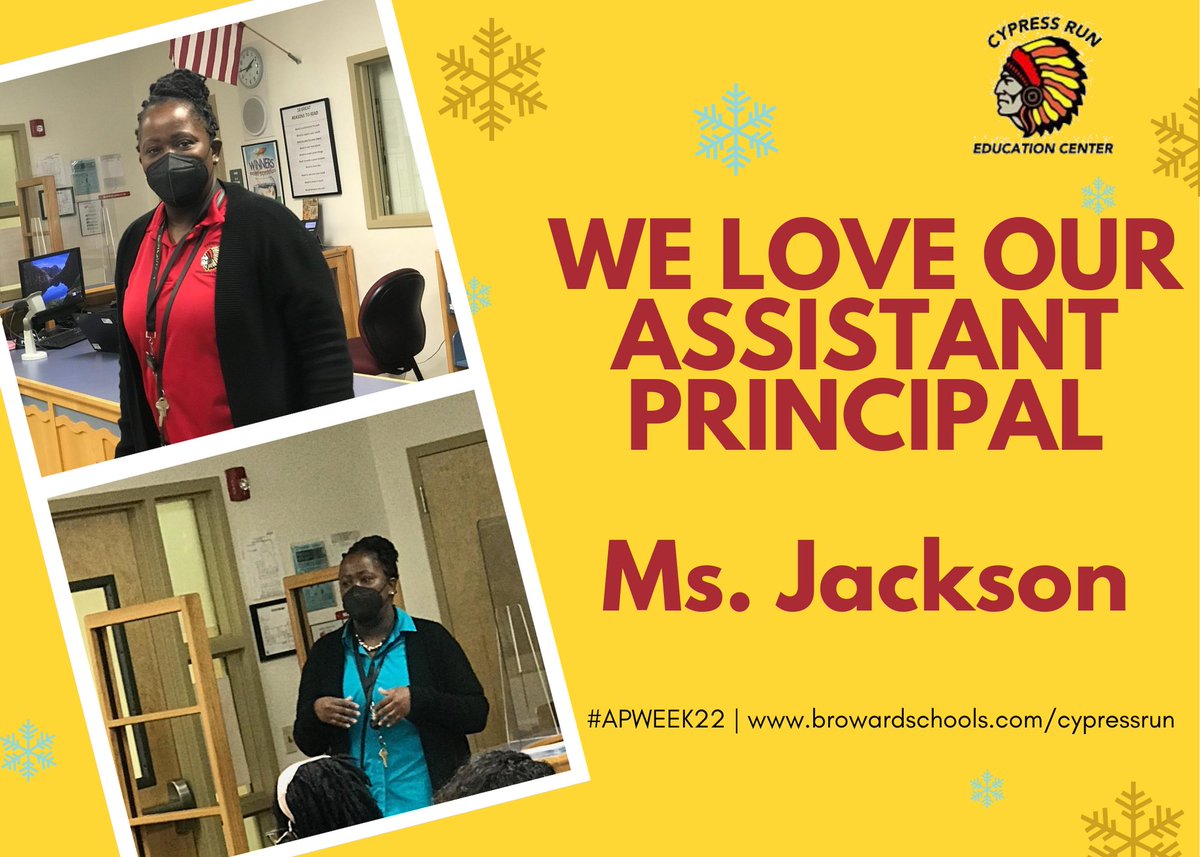 Happy Assistant Principal Week, Ms Jackson @JaiDeeJai! Thank you for your leadership! #APWeek #APWeek22 #NationalAssistantPrincipalsWeek #BCPSProud #premiercenter @browardschools @suptvcartwright @KapowSuccess @NAESP @BABSEBroward @BPAABroward @VNixon1988 @BCPSChiefOSPA