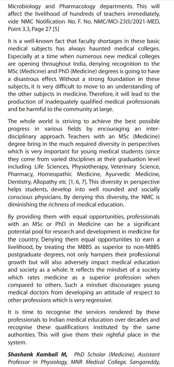 kambali's tweet photo. Letter titled "Unjust exclusion from medical education of medical teachers with https://t.co/6vJ0oFtDZU.(Medicine) and PhD(Medicine) qualifications" published in Indian Journal of Medical Ethics @IndJMedEthics This is to @NMC_IND @MoHFW_INDIA @PMOIndia https://t.co/OZCEMEGITV
