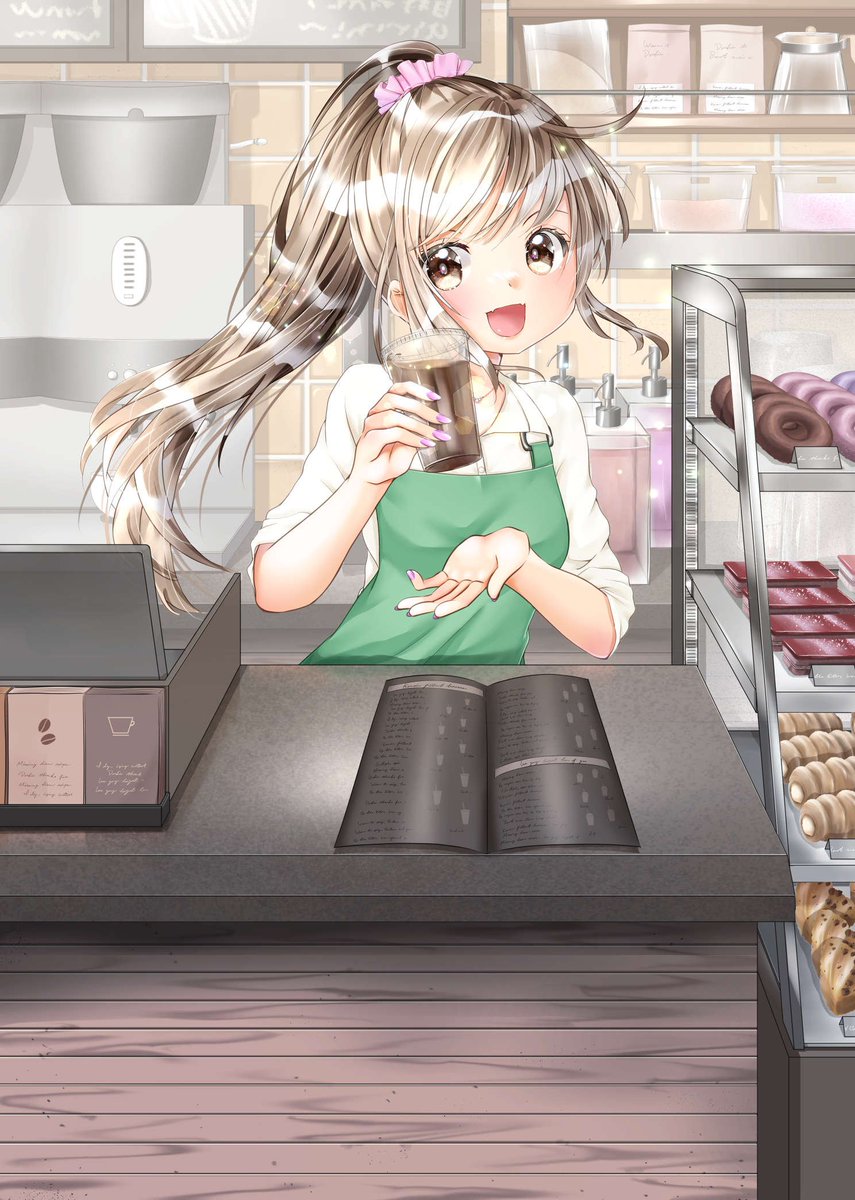 「#イラスト 可愛い店員さんを描きたくなったんですよ、閉店事件の実況を見てから(複」|ふみな(fumina)のイラスト