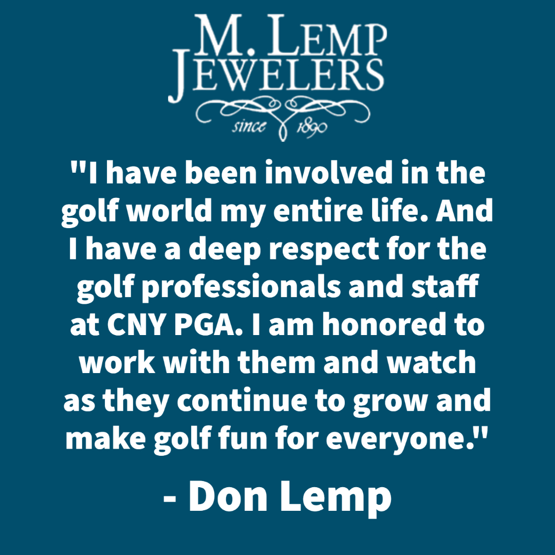 CNYPGA's tweet photo. It's CNY PGA Partners Week! We'd like to recognize M. Lemp Jewelers, Precise Yardage Books, Mizuno, Donald Ross Sportswear.
We're incredibly grateful for all their support and their kind words and thoughtful messages regarding our partnerships.
Thank you!
#CNYPGA #PartnersWeek https://t.co/rCpJMfELfG