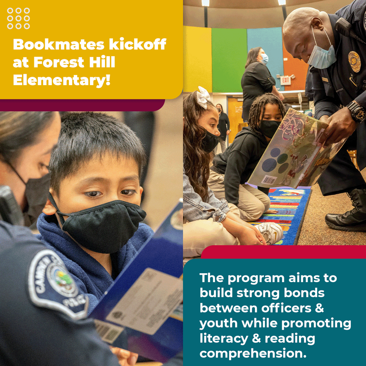 CamdenCountyPD's tweet photo. Today we were joined by Mayor Carstarphen, County Commissioner Dyer, Superintendent McCombs, &amp; Advisory Board Members for the Bookmates kick-off at Forest Hill Elementary! https://t.co/oSeRe0cA9J