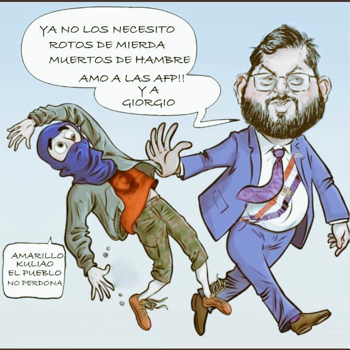 laayseca's tweet photo. En la política no existe el candidato perfecto a presidente, por eso hay que votar por el menos diablo, y en las elecciones se eligió al lobo vestido de cordero, y esos señores…se desmarcarán rápido. #QuintoRetiro #QuintoRetiroOALaCalle #Boric #MesaCentral #t13 #ChileSeDefiende https://t.co/SVD9Az9cl9