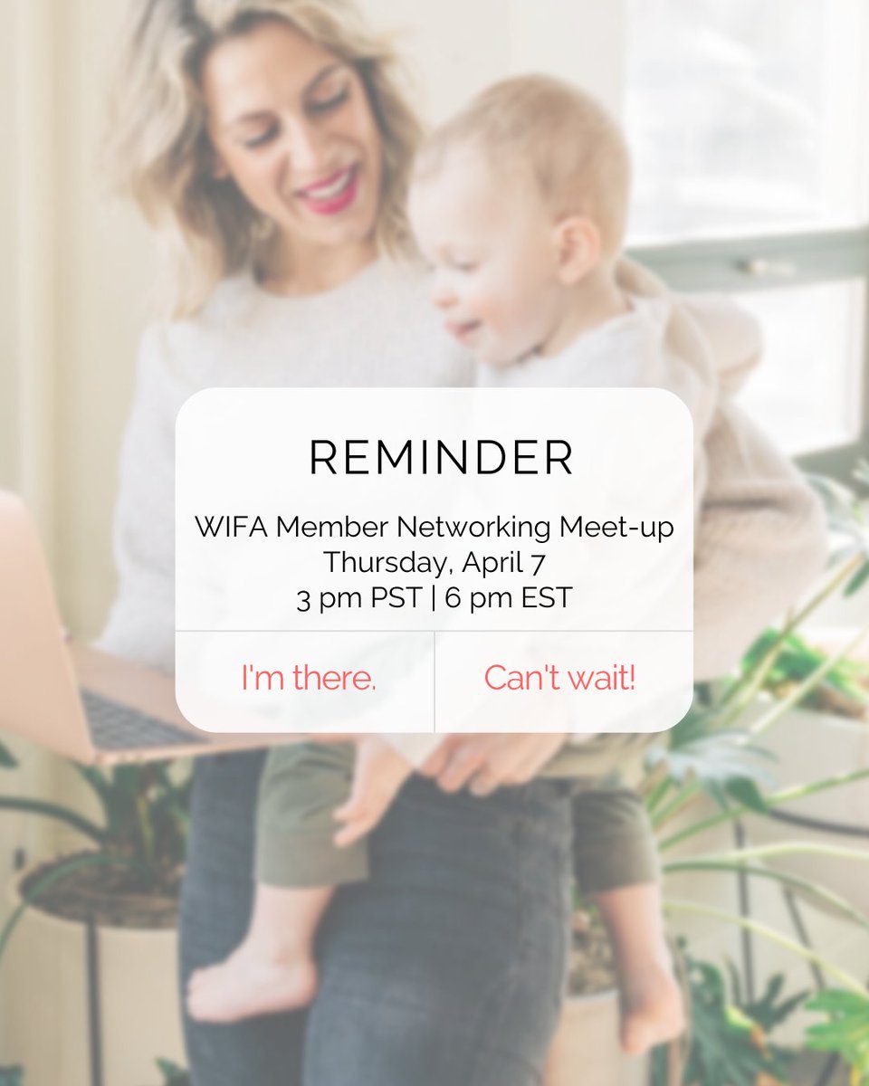 WIFAssociation's tweet photo. Don't snooze! Join us Wednesday, April 7, for our monthly member networking meet-up!
Register at the link below!
https://t.co/2GYzcM0u4c

#WIFA #WIFAssociation #WomeninFitness #NetworkingMeeting #WomeninBusiness #WomeninFitness https://t.co/muAN8IAQGm