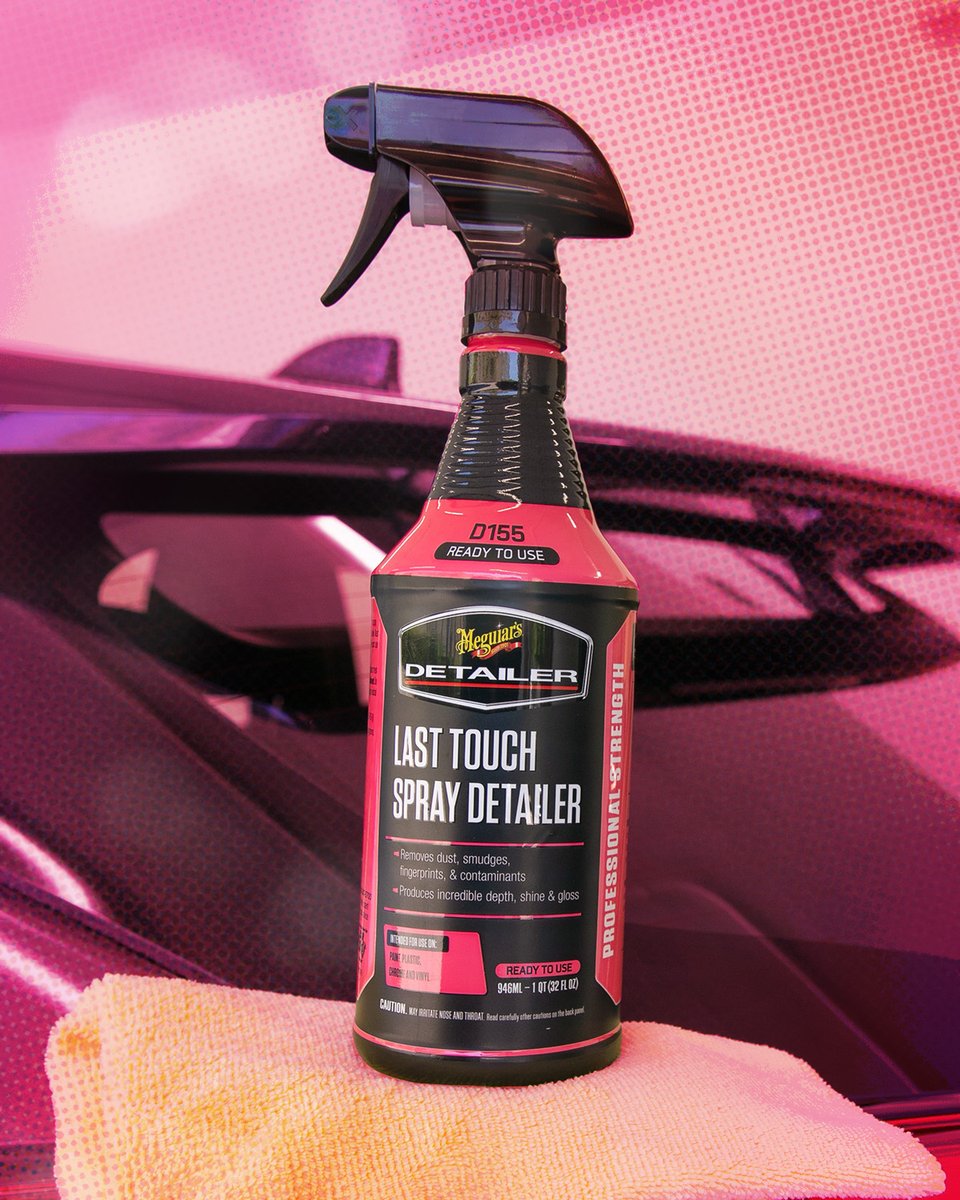 Meguiars's tweet photo. Looking for the perfect professional spray detailer that leaves slickness & shine? 🤔
If so, Last Touch should be the last thing that touches your car or your client’s car! 👊
#spraydetailer #lasttouch #detailing #automotive https://t.co/TGPAcQvViH
