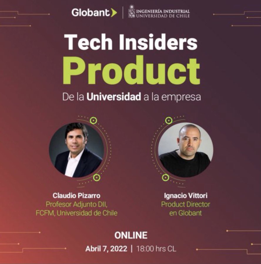 ivittori's tweet image. Este jueves, a las 18:00 horas, junto a @cpizarro7069, hablaremos de Transformación Digital, desde la perspectiva academica y profesional.

Gracias @IndustrialesUCH por la invitación

Inscribite 👉 bit.ly/3qUWavc 

#ProductManagement 
#GlobantProductStudio