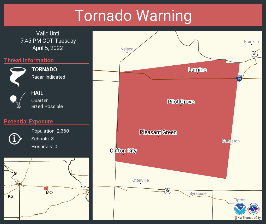 NWS Tornado on Twitter "Tornado Warning continues for Pilot Grove MO