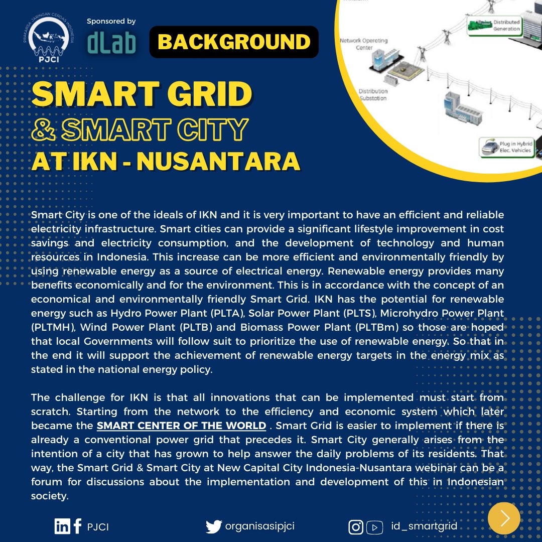 LAST CALL for

SMART GRID AND SMART CITY AT THE NEW CAPITAL CITY (IKN)-NUSANTARA
Reg 👉🏻: bit.ly/smartgridiknpj… 
Sponsored by @dLab_Sweden 

#smartgrid #smartcity #ikn #nusantara #electricity #electricalpower #RenewableEnergy #Investment #techno #iot #BBMzansi #SmartNews #Web3