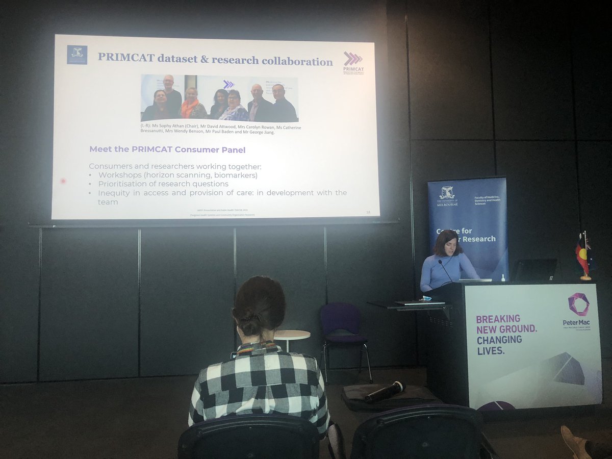 kartramelb's tweet photo. Dr Fanny Franchini sharing an update on the PRIMCAT research program and  the important collaboration with our Consumer Panel. https://t.co/HogFFUGCGr