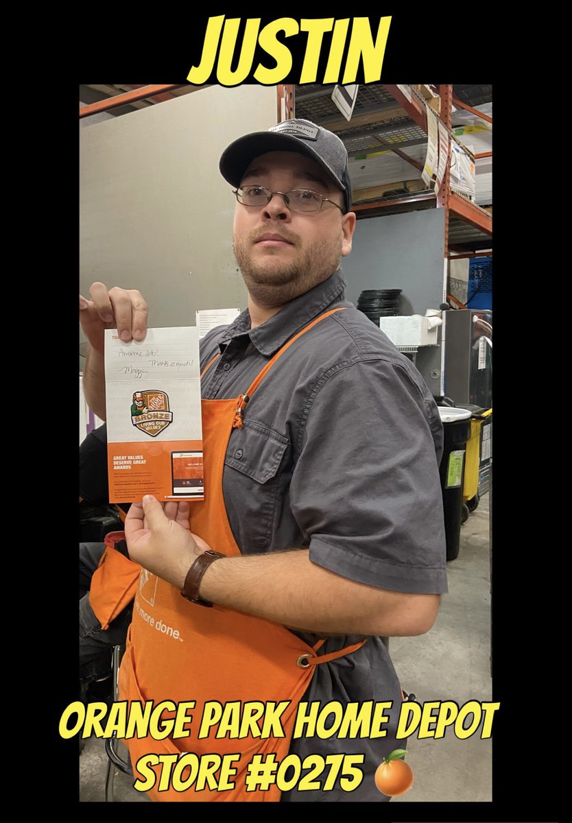 M5Lorie's tweet photo. Congratulations Justin!! 🤩 on your BRONZE Homer Award 🎉 You’re doing Great Job in the Receiving Department 🌟📦👊🏻 Thank You for all of your hard work and dedication! #hdstrong #livetheorangelife #YourOPHD 🇺🇸 #HomeDepot #GoTeam 🍊🫶🏻 #OneTeamOneDream https://t.co/VYlC4AdzTg