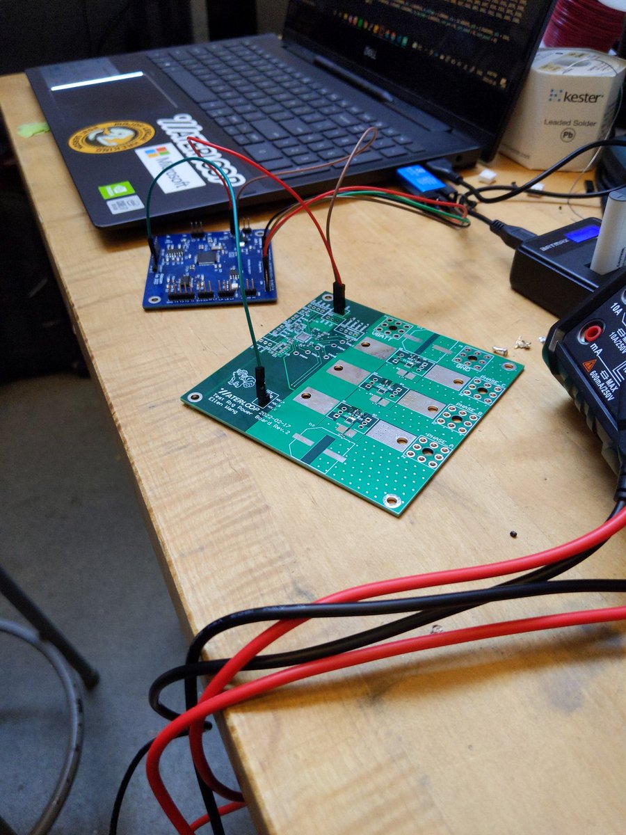 Testing our logic board's temperature detection. This uses the STM32 as the MCU and a temperature sensitive resistor is what we're testing.