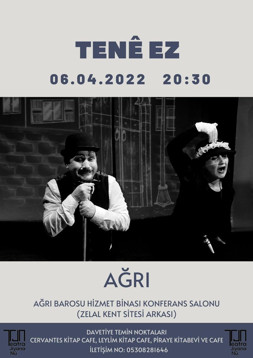 Em  îşev li Baroya Agirî ne. 
Bu akşam Ağrı Barosundayız. 
<a href="/TeatraJiyanaNu/">Teatra Jiyana Nû</a>