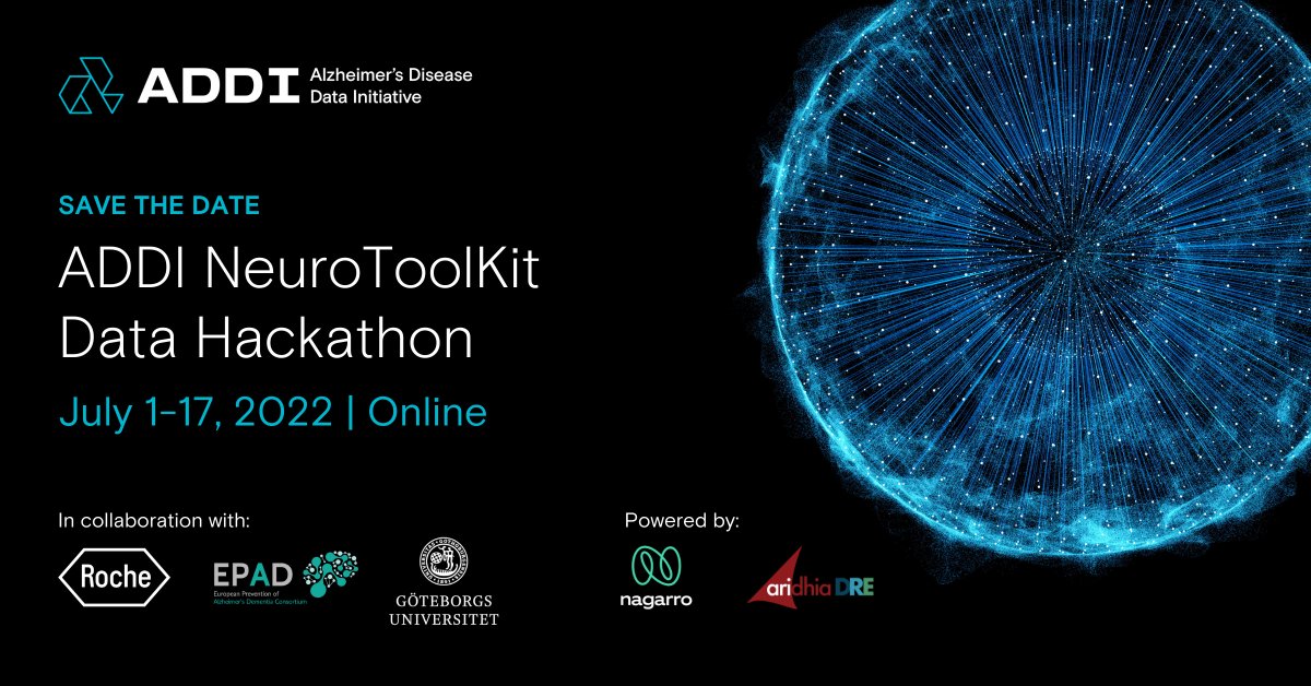 IMI_EPAD's tweet photo. .@AlzData is calling on experts to join a two-week virtual #data #Hackathon. Participants will be investigating the potential of different biomarkers in #Alzheimer’s disease by using the @IMI_EPAD datasets and the new @Roche #NeuroToolKit 

For more info➡️ https://t.co/l75fyWCunU https://t.co/Vc3ELjvZg7
