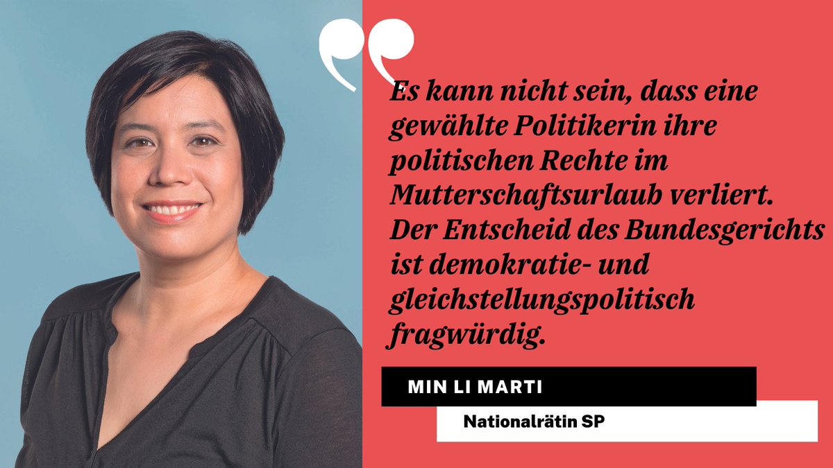 Das Statement von Nationalrätin <a href="/minlimarti/">Min Li Marti</a> zum <a href="/bger_CH/">Bundesgericht</a>-Entscheid über politische Rechte in der #Mutterschaftszeit 👇

🖊️ Unterschreibe die Petition: office059282.typeform.com/to/mJ2jXtKw?ty…

🙏 Unterstütze uns mit einer Spende: de.alliancef.ch/spenden-bgu

#stopdiscrimination