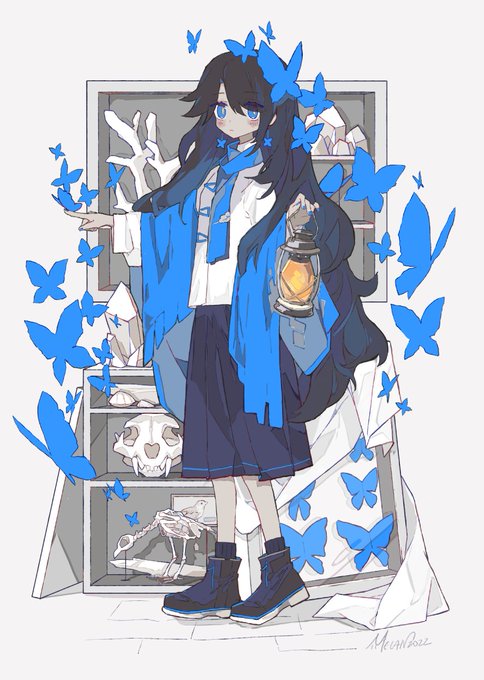 「blue cloak very long hair」 illustration images(Latest)