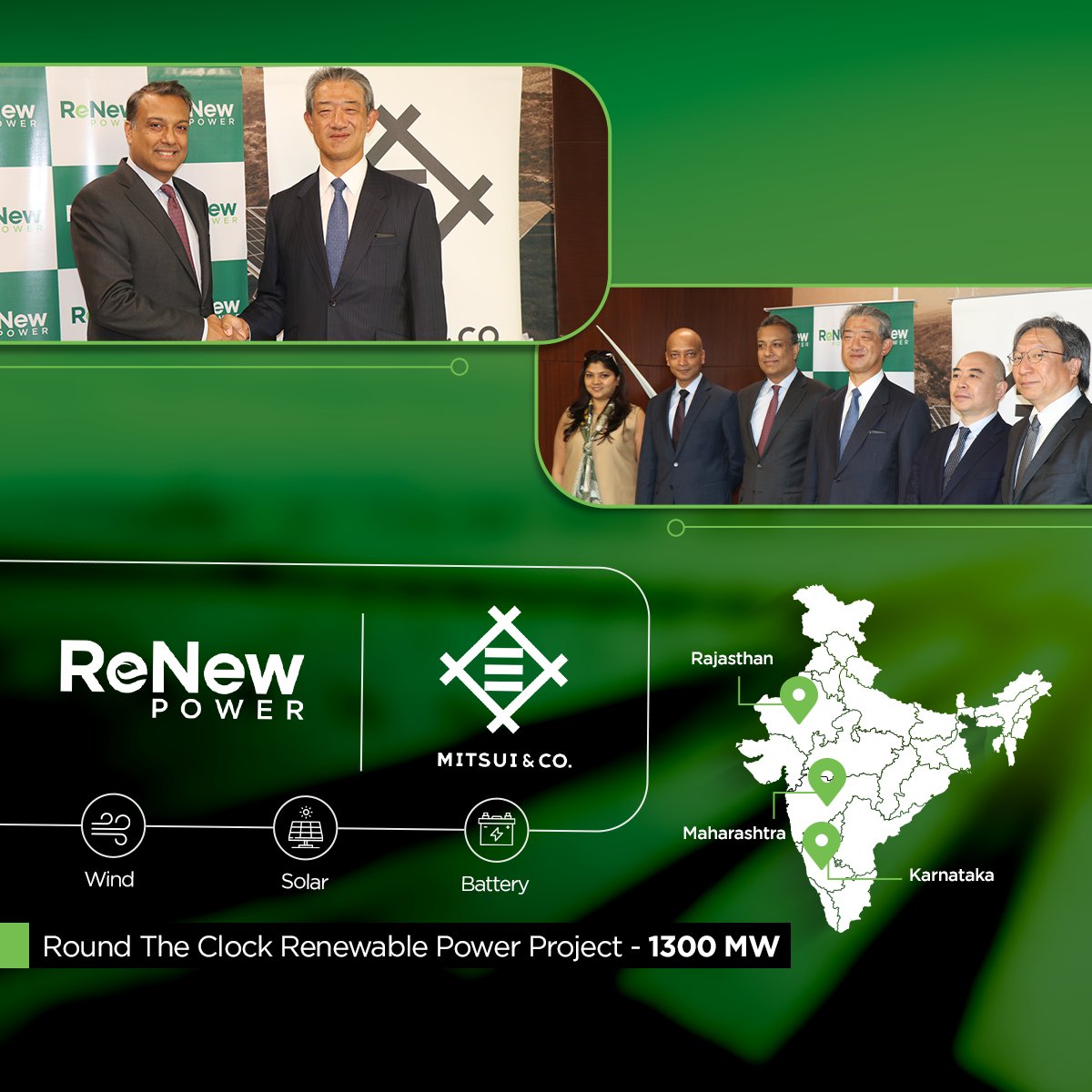 ReNew (@renewcorp) on Twitter photo Our RTC (round-the-clock) project that combines wind, solar & battery storage, can ensure grid stability. <a href="/mitsuiandco/">Mitsui & Co., Ltd. / 三井物産株式会社</a> has partnered with ReNew to take 49% stake in the project.
To know more: bit.ly/3NRuAc9
<a href="/SECI_Ltd/">SECI</a> <a href="/mnreindia/">Ministry of New and Renewable Energy (MNRE)</a> <a href="/EconomicTimes/">Economic Times</a>
#ReNew4India Our RTC (round-the-clock) project that combines wind, solar & battery storage, can ensure grid stability. <a href="/mitsuiandco/">Mitsui & Co., Ltd. / 三井物産株式会社</a> has partnered with ReNew to take 49% stake in the project.
To know more: bit.ly/3NRuAc9
<a href="/SECI_Ltd/">SECI</a> <a href="/mnreindia/">Ministry of New and Renewable Energy (MNRE)</a> <a href="/EconomicTimes/">Economic Times</a>
#ReNew4India