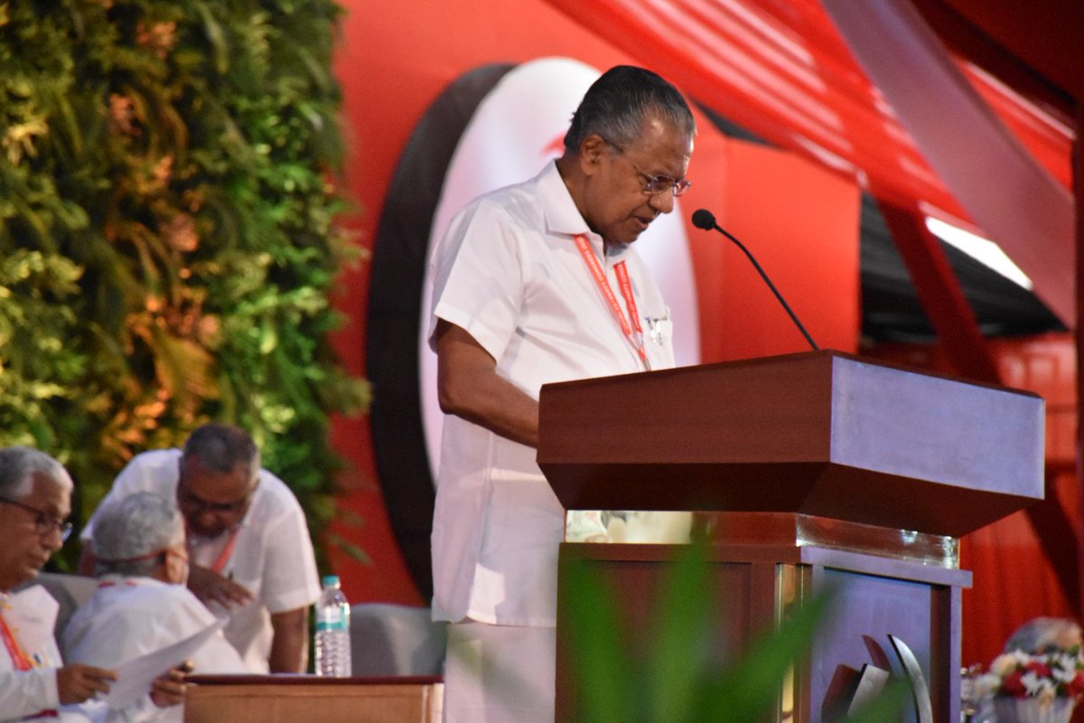 Comrade Pinarayi Vijayan, CPI(M) Polit Bureau Member and Chairman of the reception committee welcomes the participants of the 23rd Party Congress.
#OnwardsCPIM