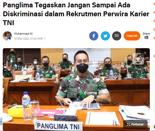 dkdimdim's tweet photo. Panglima Tegaskan Jangan Sampai Ada Diskriminasi dalam Rekrutmen Perwira Karier TNI
#BravoJenderal 
#JenderalAndikaPerkasa
https://t.co/QZlYtrEJfF https://t.co/vB8wZAGgm5