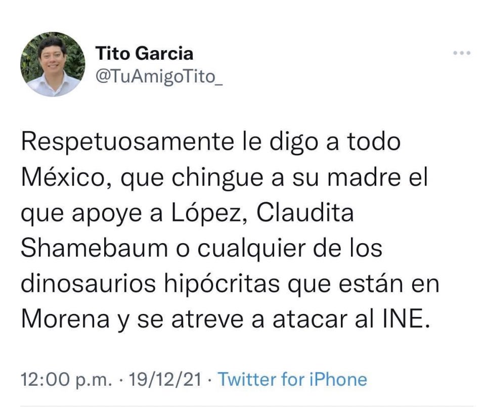 rashidelap's tweet photo. @HernanGomezB @NestorGarciaCDM @laoctavadigital Así de bonito se expresa de los mexicanos que opinan distinto…intolerancia en su máximo esplendor… https://t.co/t6I475oLJP
