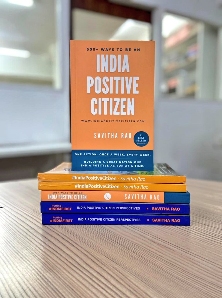 PadhegaIndia_'s tweet photo. With such misery and despair around the world, there's still much good that's happening in India, and @savitha_rao's books illustrate how we can make a change. Presenting :
1. India Positive Citizen
2. Putting India First
3. 500+ Ways to be an India Positive Citizen,
for ₹999 📚 https://t.co/XOQNvxRe2P