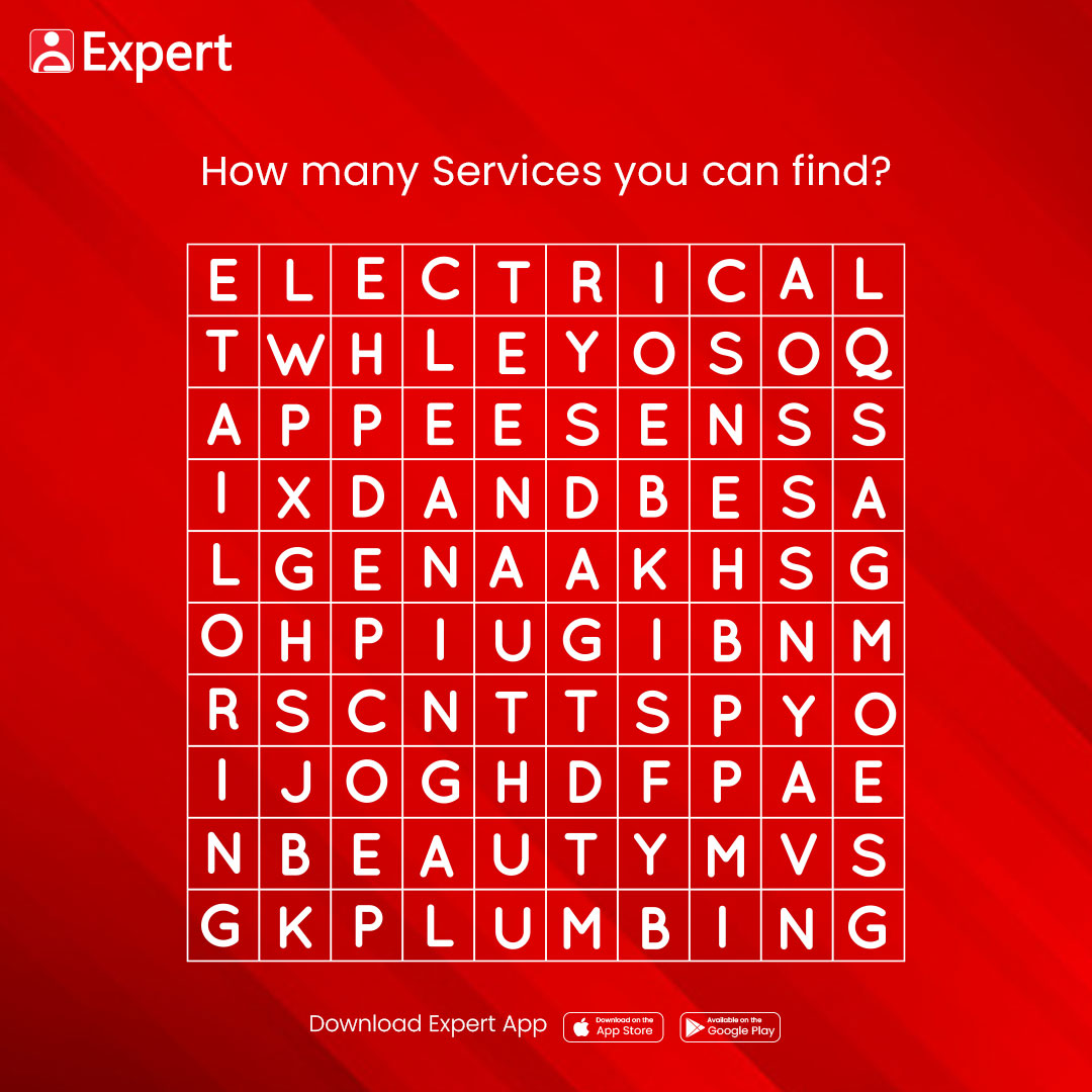 expertpakistan's tweet photo. Challenge your Brain 🙌

Let's see how many services you can find!

#ExpertApp #puzzle #puzzlegame #puzzletime https://t.co/aAbWpfuWfx