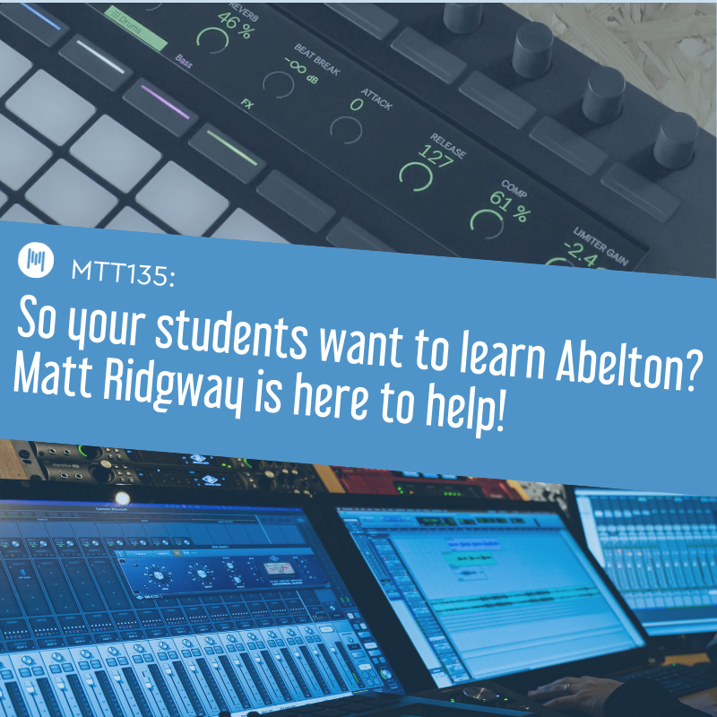 MusicTechTchr's tweet photo. In this podcast episode, I interview Matt Ridgeway of Ableton to discuss how teachers can use Ableton in music lessons and find free lessons and materials! 

Listen --> https://t.co/ByeBvNVzAB

#musictech #musictechnology #musictechclassroom #musictechteacher #musictechclass https://t.co/87BUVPL6RQ