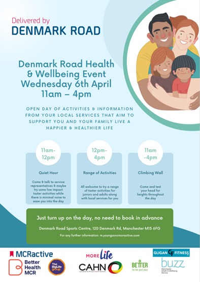 cahn_uk's tweet photo. Getting involved in physical activity is essential for your health! Join the Denmark Road Health and Wellbeing event on Wednesday 6th April from 11 am – 4pm. 

For more information, contact m.youngson@mcractive.com https://t.co/FXV9GD1c7M
