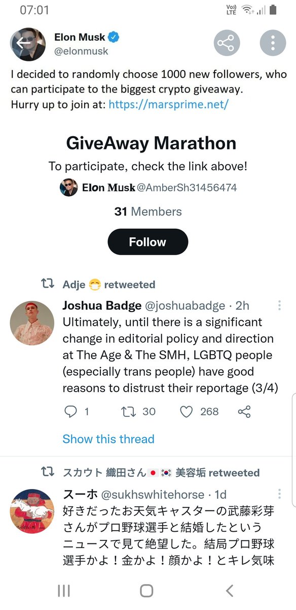 Mand_Lou's tweet photo. @elonmusk So this happened to me .. is it fake news ? I only just got Twitter cos I saw you are going to change things ! 🙏 https://t.co/FSV95eZf1s