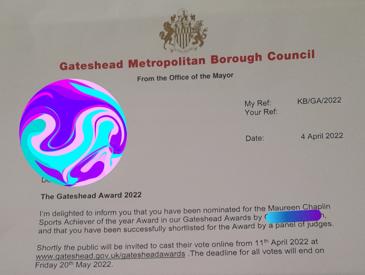 ChanelleLenton's tweet photo. This morning we received a letter in the post from gateshead mayor letting us know that olliver has been shortlisted for the Maureen Chaplin spots award 😀 
So proud of him and what he has achieved 👏 ❤ https://t.co/sq0iq4UYwg