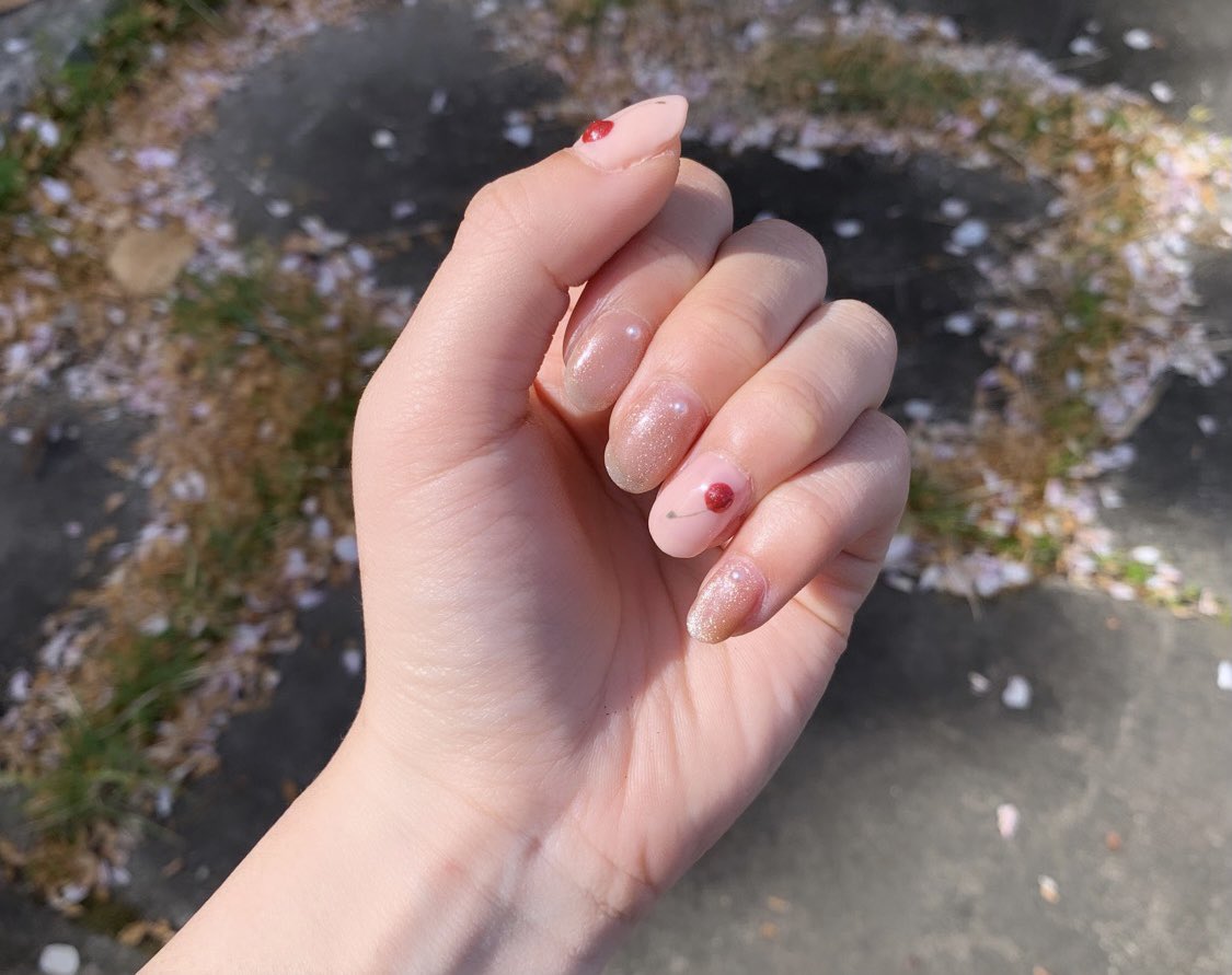 こんにちは☀️

先日、経理主任にネイルしてもらいましたー！！💅

初のチェリーネイル🍒
初のマグネットネイル！

気に入りすぎてずっと眺めてます😆
器用なの羨ましすぎるぅ！！
ありがとー！

#企業公式春のフォロー祭り