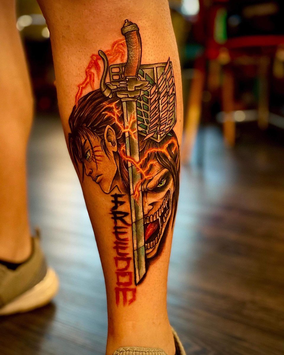 RealTylerKnight's tweet photo. New tattoo @AttackOnTitan @BrycePapenbrook #tattoo #AttackOnTitan #aot #ErenJaeger #erenyeager https://t.co/j9GhhUBV0A