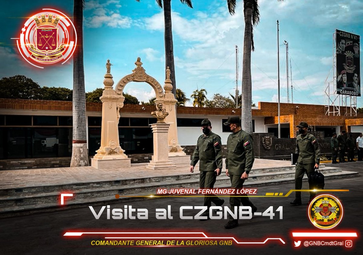 MGJuvenalFL's tweet photo. #Hoy con gran honor carrubio, visité las instalaciones del Comando de Zona @GNB41_CARABOBO, con el propósito de optimizar el nivel Apresto  Operacional de nuestros centinelas #GNB y garantizar el bienestar del personal militar y no militar adscritos a esta digna Unidad. https://t.co/anWhQvWORx