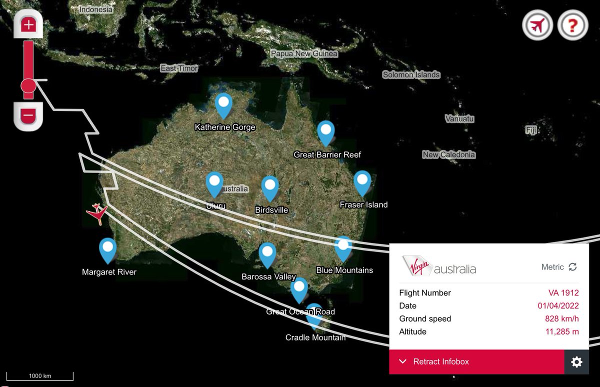 inflighto's tweet photo. Uh oh! @VirginAustralia encountered some turbulence with their inflight moving map on our flight with them last week. Strangest flight path we've ever seen! Very few points of interest and lacking map detail. Talk to @inflighto about improving your passengers' expereince! #PaxEx https://t.co/XVrz4gCMJW