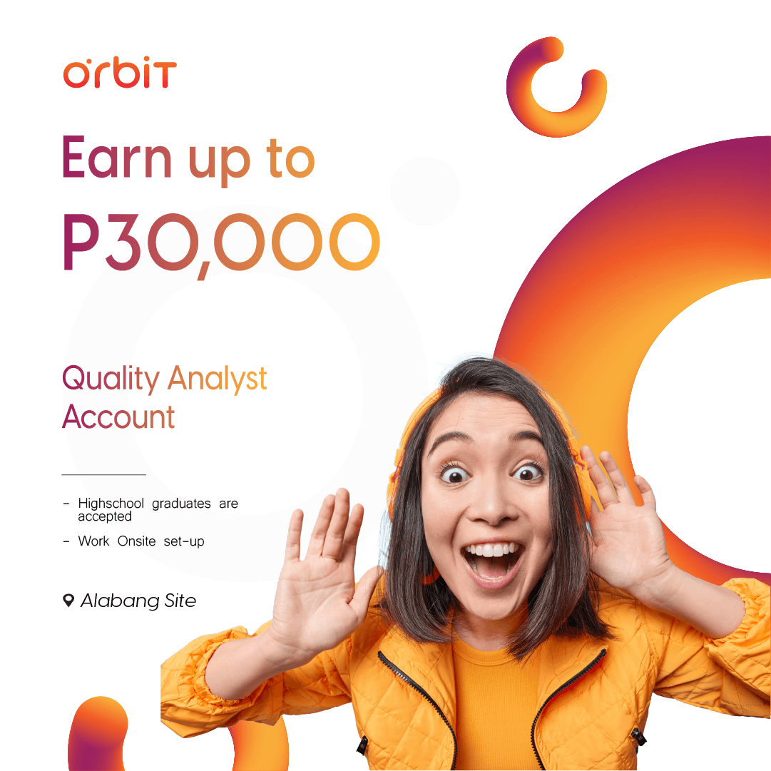 OrbitCareerHub's tweet photo. Having a good day so far? Well, let's make it even better! We are currently hiring for Quality Analyst in Alabang and we are offering up to 30k/mo! If you seem like a good fit, we'll be more than glad to meet you. π
#MakeMeaning #BeWithOrbit #CallCenter #Hiring #BPO https://t.co/6kYIyb1i3A